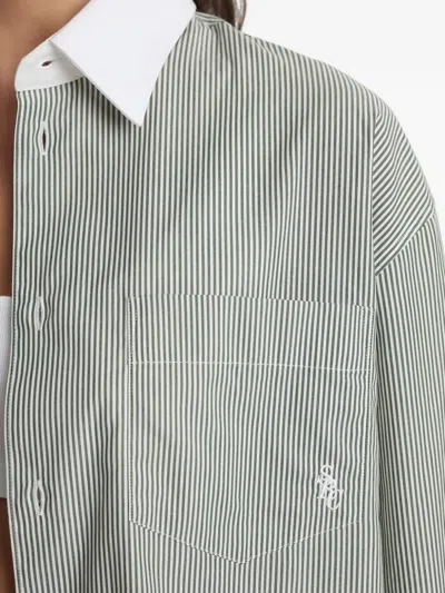Sporty And Rich Striped Chest-pocket Shirt In Gray