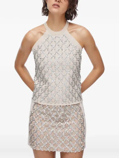 Liu •jo Jewelry Embroidered Vest In Neutral