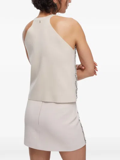 Liu •jo Jewelry Embroidered Vest In Neutral