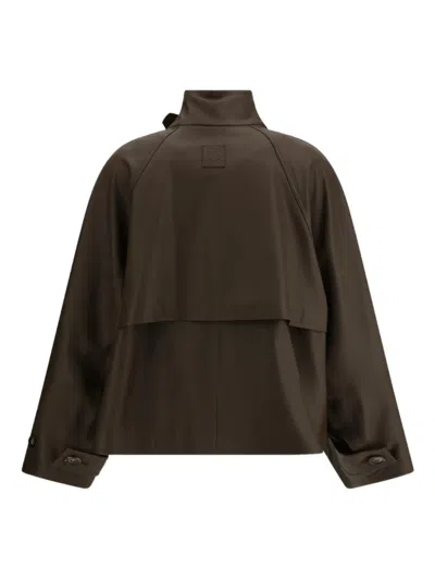 Loewe Calfskin Funnel-neck Jacket In Green