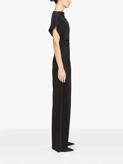 Nissa Draped Belted Top In Black