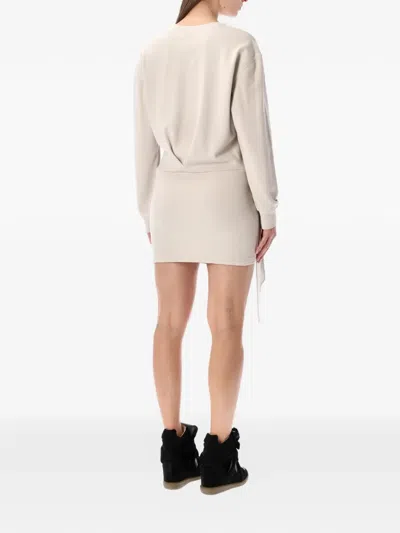 Isabel Marant Étoile Zae Fleece Dress Draped Knot Long Sleeves In Neutral