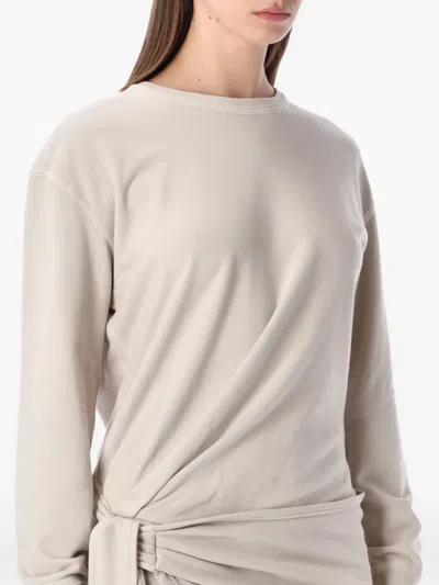 Isabel Marant Étoile Zae Fleece Dress Draped Knot Long Sleeves In Neutral