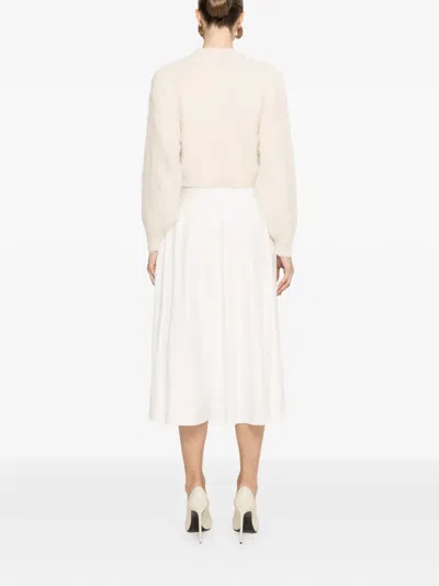 Nissa Buttoned Asymmetric Skirt In White