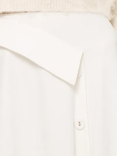 Nissa Buttoned Asymmetric Skirt In White