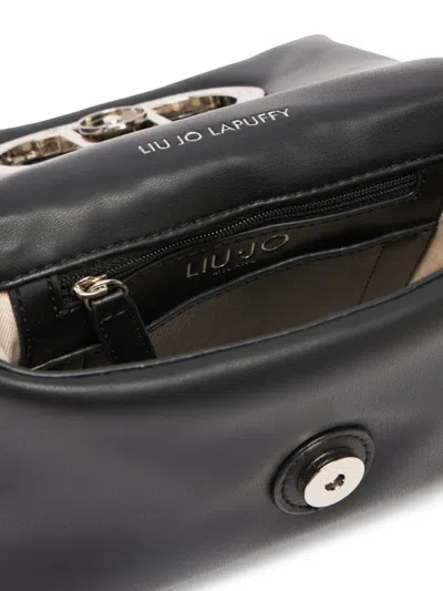 Liu •jo Lapuffy Monogram Chain Satchel In Black