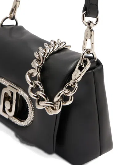Liu •jo Lapuffy Monogram Chain Satchel In Black