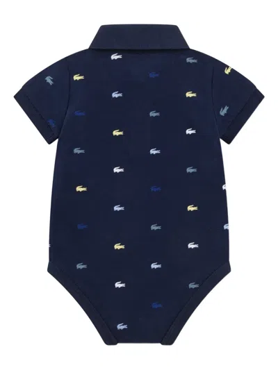 Lacoste Buttoned Logo Babywear In Blue