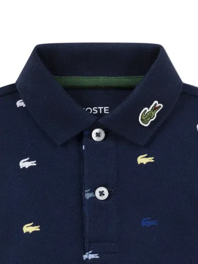 Lacoste Buttoned Logo Babywear In Blue