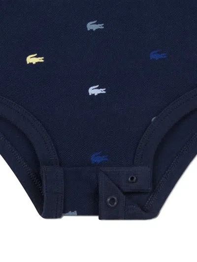 Lacoste Buttoned Logo Babywear In Blue
