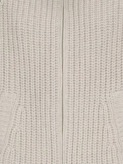 Herno Cable-knit Zip-up Jacket In Neutral