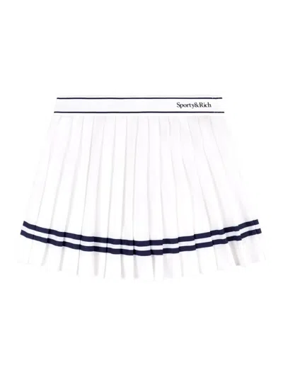 Sporty And Rich Striped Pleated Mini Skirt In White