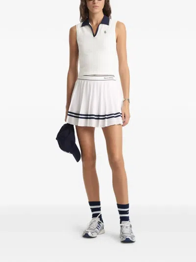 Sporty And Rich Striped Pleated Mini Skirt In White