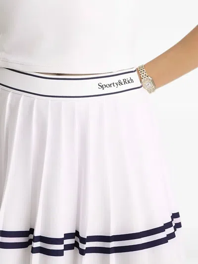 Sporty And Rich Striped Pleated Mini Skirt In White