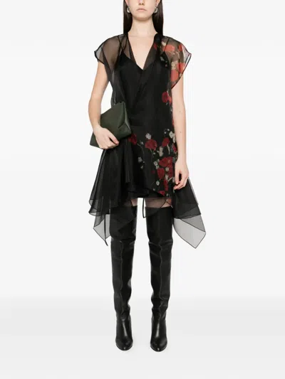 Khaite Merith Floral Sheer Handkerchief Hem Silk Organza Dress In Multi ...