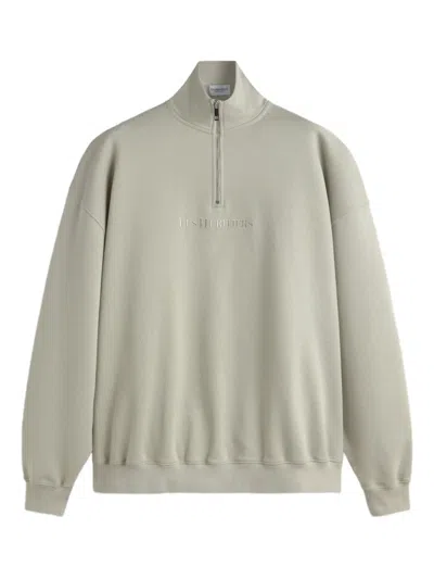 Les Héritiers Logo Quarter Zip Sweatshirt In Green