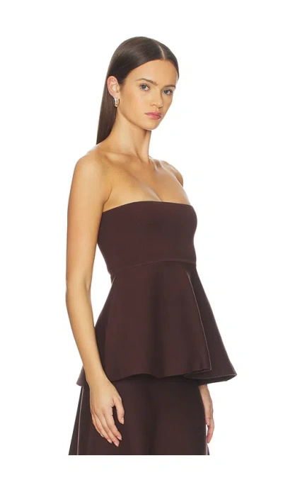 Line & Dot In Brown Kingston Knit Peplum Top In Brown