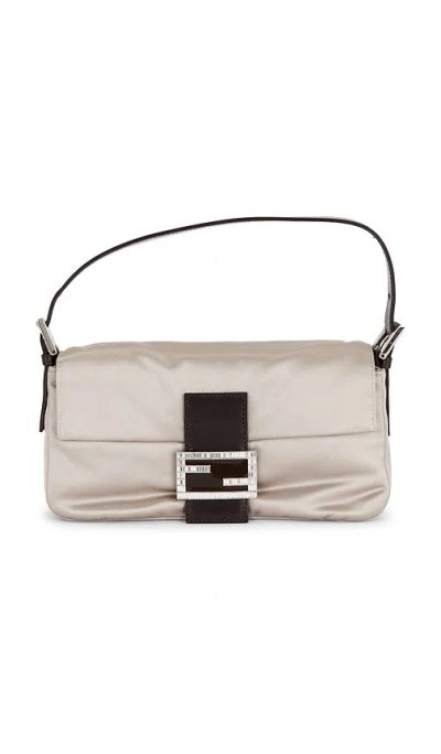 Fwrd Renew Fendi Satin Baguette Shoulder Bag In White
