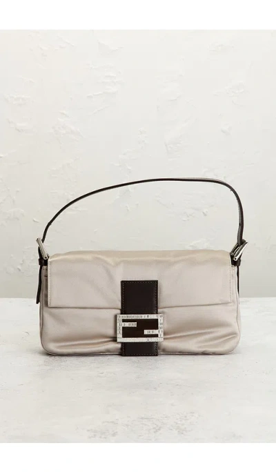 Fwrd Renew Fendi Satin Baguette Shoulder Bag In White