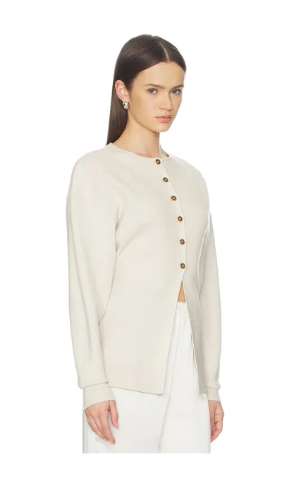 Good American Split Front Button Up Sweater In Brown