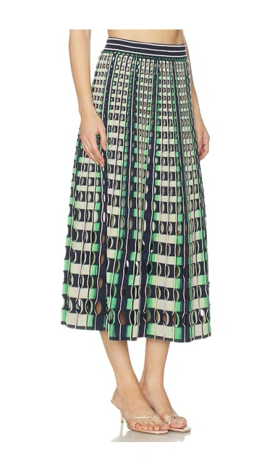 Simkhai Drue Openwork Midi Skirt In Green