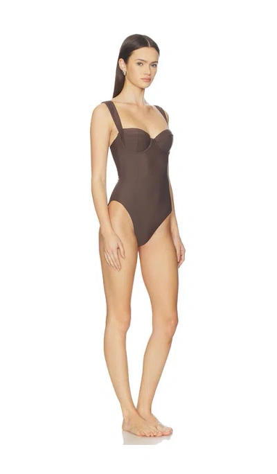 Simkhai Kyle Bustier One Piece Swimsuit In Brown