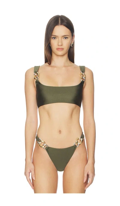 Simkhai Wilda Scoop Neck Tank Bikini Top In Green