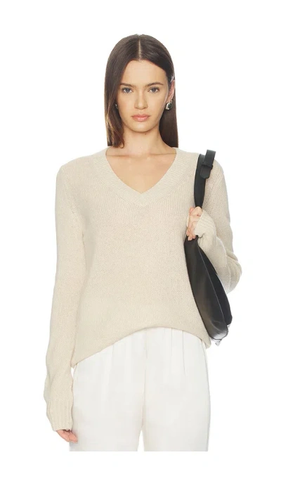 Enza Costa Cashmere V-neck Pullover In Neutral