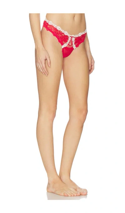 For Love & Lemons Fiona Lace Thong Panty In Red