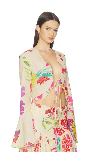 Donde Esteban X Valentino Cortazar Flores Blouse In Neutrals