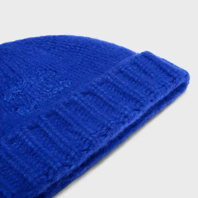 Celine Women Cashmere And Silk Triomphe Hat In Blue