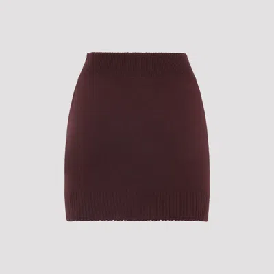Chloé Bordeaux Diamond-pattern Wool Miniskirt Women In Brown