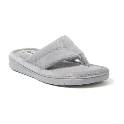 Dearfoams Wrenley Terry Womens Memory Foam Slip-on Slippers In Gray