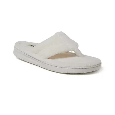 Dearfoams Wrenley Terry Womens Memory Foam Slip-on Slippers In White