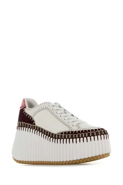 Chloé White Leather Nama Sneakers In White
