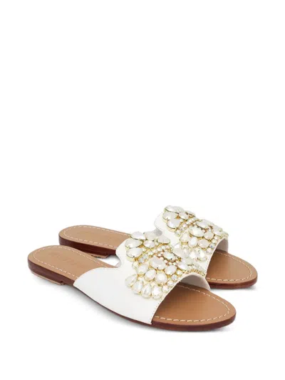Mystique Crystal-embellished Leather Sandals In White