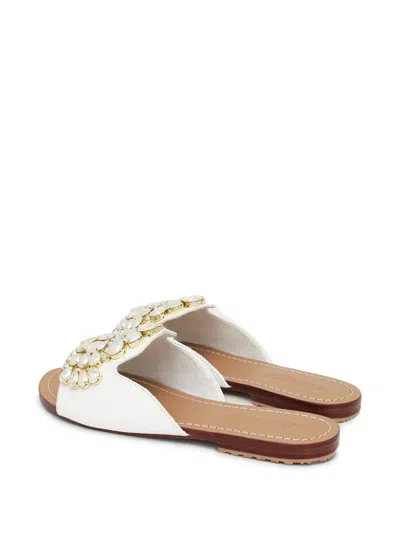 Mystique Crystal-embellished Leather Sandals In White