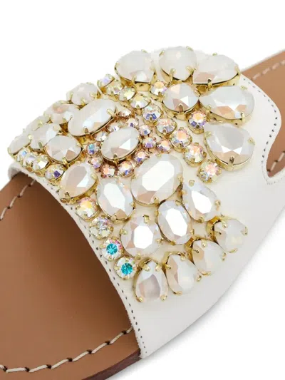 Mystique Crystal-embellished Leather Sandals In White