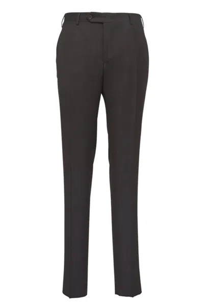Canali Press-crease Trousers In Brown