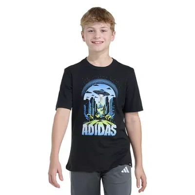 Adidas Originals Big Kid Boys Crew Neck Short Sleeve Regular Fit Graphic T-shirt In Black