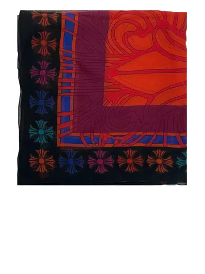 Chrome Hearts Cross-motif Silk Scarf In Multi