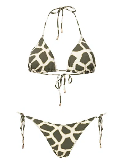 Sofia Erhan Kyle Printed Tie Bikini In Green