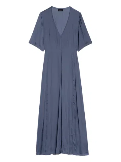 Zadig & Voltaire Rodalan V-neck Midi Dress In Blue