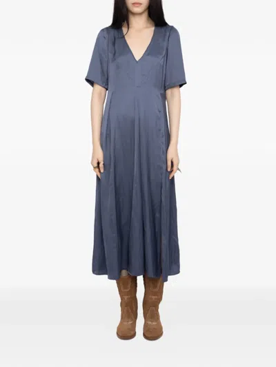 Zadig & Voltaire Rodalan V-neck Midi Dress In Blue
