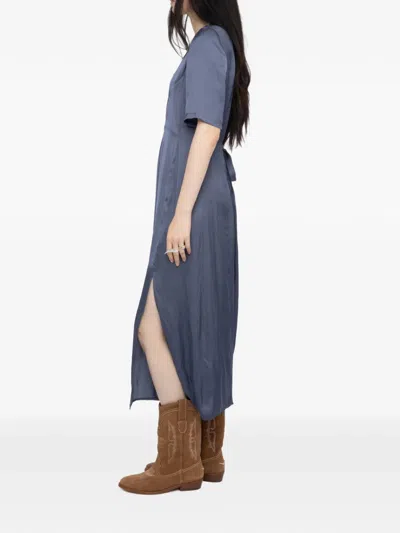 Zadig & Voltaire Rodalan V-neck Midi Dress In Blue