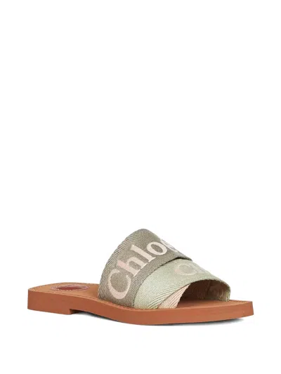 Chloé Flat Slide Sandals Open Toe Strap In Brown