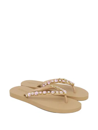 Mystique Blakely Crystal-embellished Flip-flops In Gold