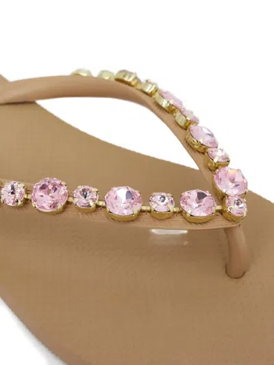 Mystique Blakely Crystal-embellished Flip-flops In Gold