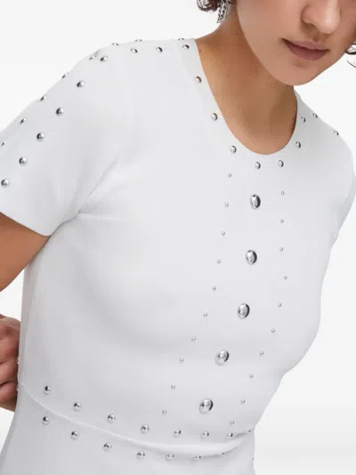 Liu •jo Studded Knit Mini Dress In White