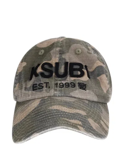Ksubi Camouflage Appliqué Logo Cap In Green